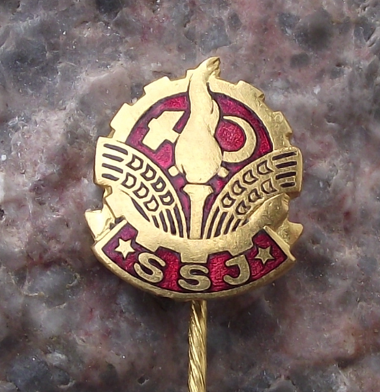 Vintage SSJ Confederation of Trade Unions of Yugoslavia Pin Badge