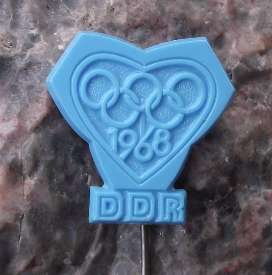 1968 Mexico Summer Olympic Games East German DDR Official Logo Pin Badge