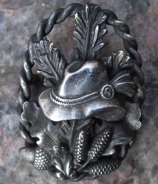 Vintage Czech Hunting Hat Wreath Brooch Myslivecký Odznak Lapel Pin Badge