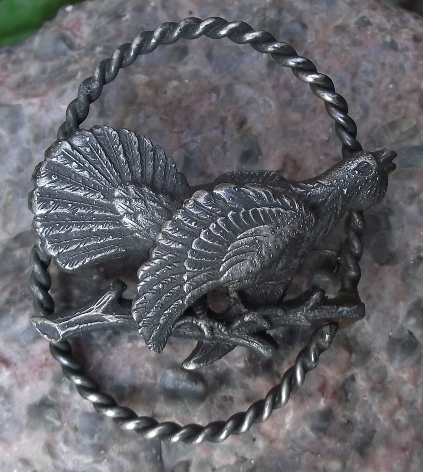 Vintage German Capercaillie Auerhahn Hunting Brooch Jagdabzeichen Hat Pin Badge