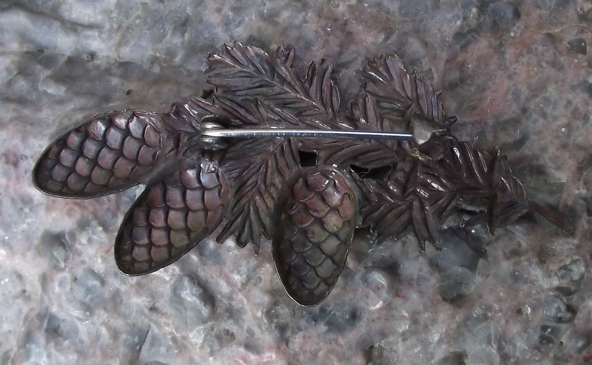Vintage Czech Pinecone Sprig Brooch Hunting Myslivecký Odznak Hat Lapel Pin Badge