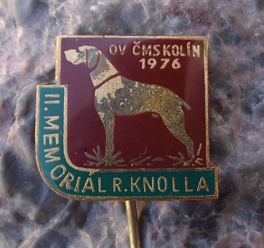 Vintage 1976 Czech Memorial R Knolla Kolin Dog Show Pin Badge Enamel Pointer