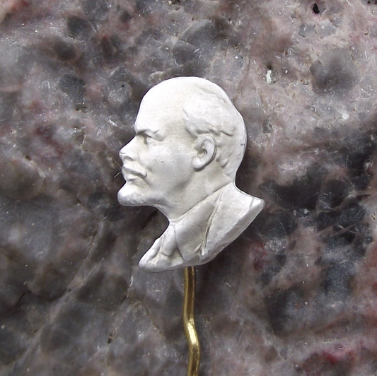 Vintage Lenin Head Shirt and Tie Profile Communist Leader Soviet Union Pin Badge