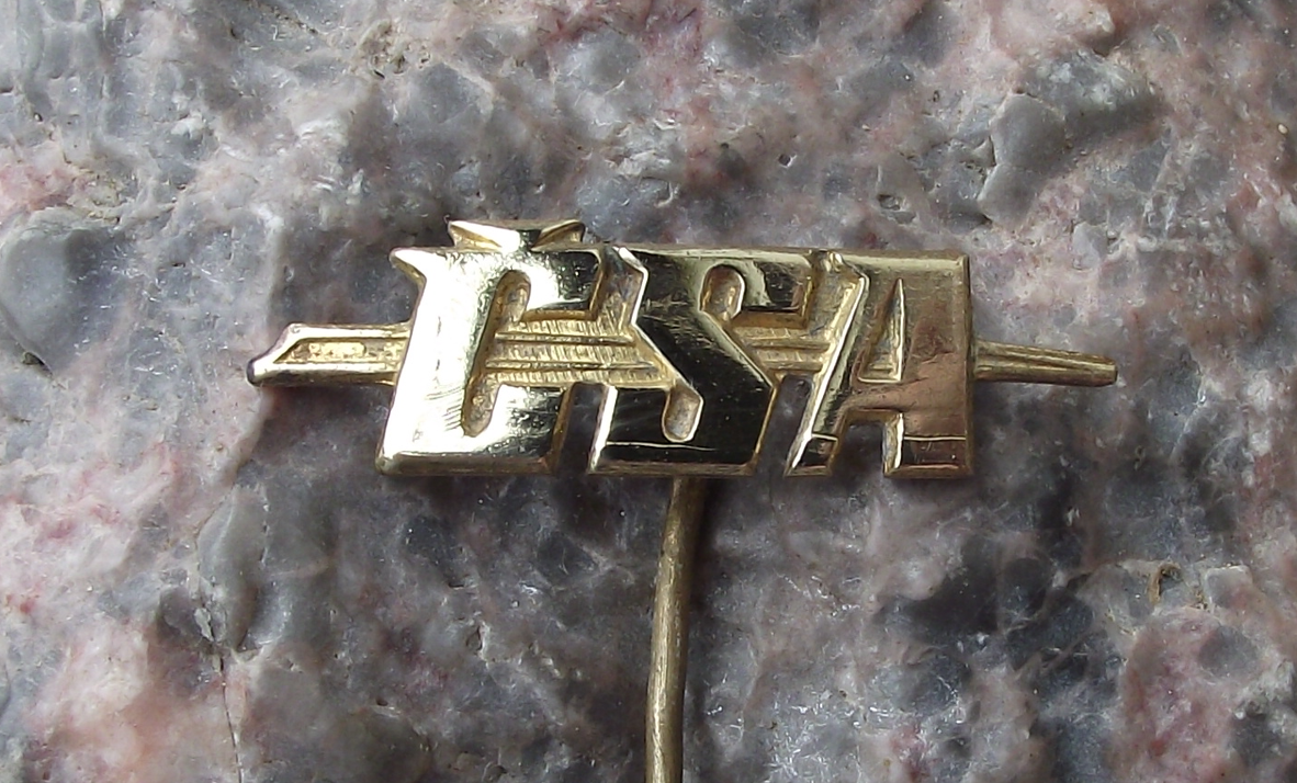 Vintage Large CSA Czech Airlines Golden Swoosh Logo Motif Pin Badge