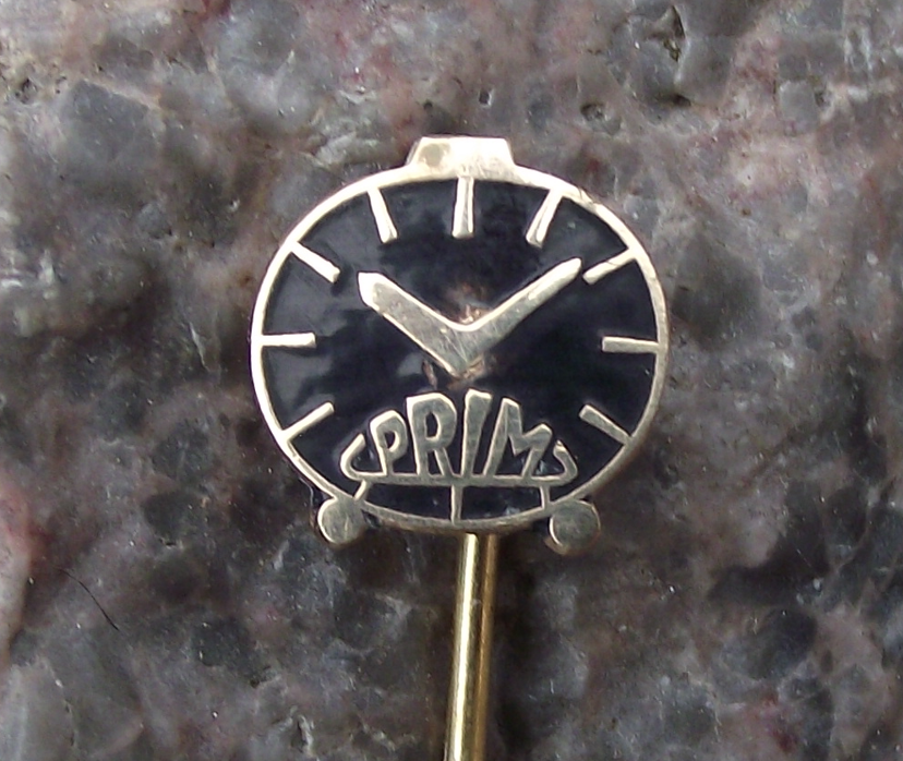 Vintage Prim Czechoslovakia Precision Watch Clock Maker Pin Badge