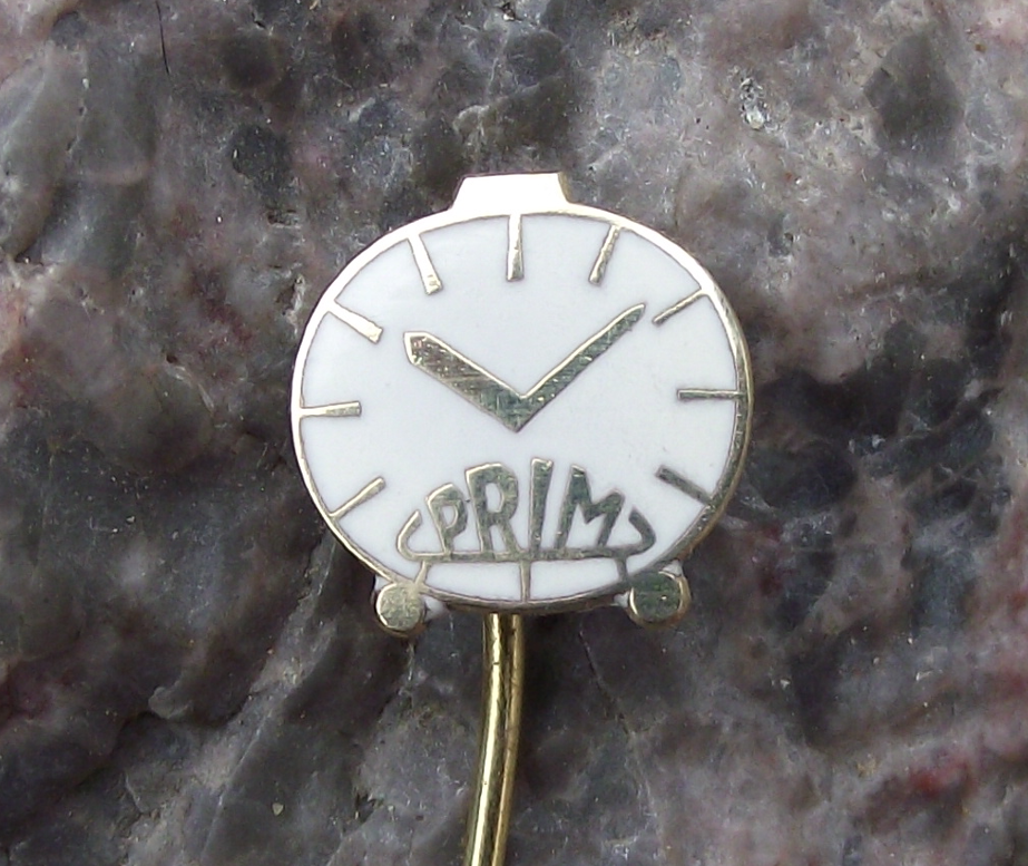 Vintage Prim Czechoslovakia Precision Watch Clock Maker Pin Badge