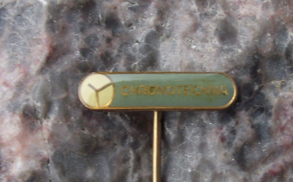 Vintage Chronotechna Watch Clock Face with Second Hand Pin Badge