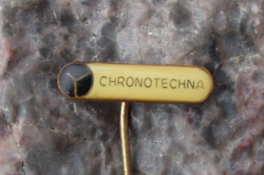 Vintage Chronotechna Watch Clock Face with Second Hand Pin Badge