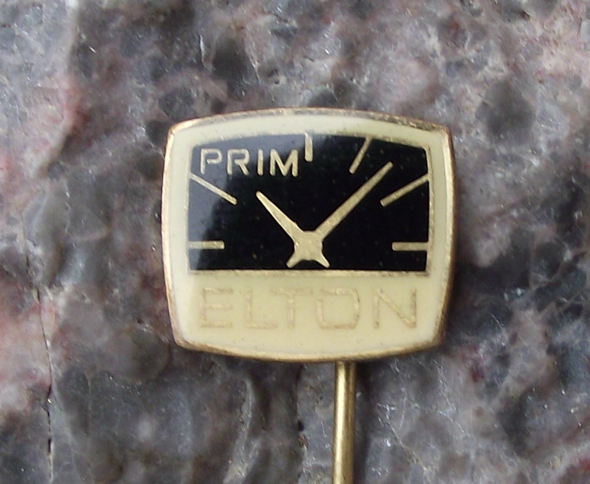 Vintage Prim Elton Czechoslovakia Precision Watch Clock Maker Pin Badge