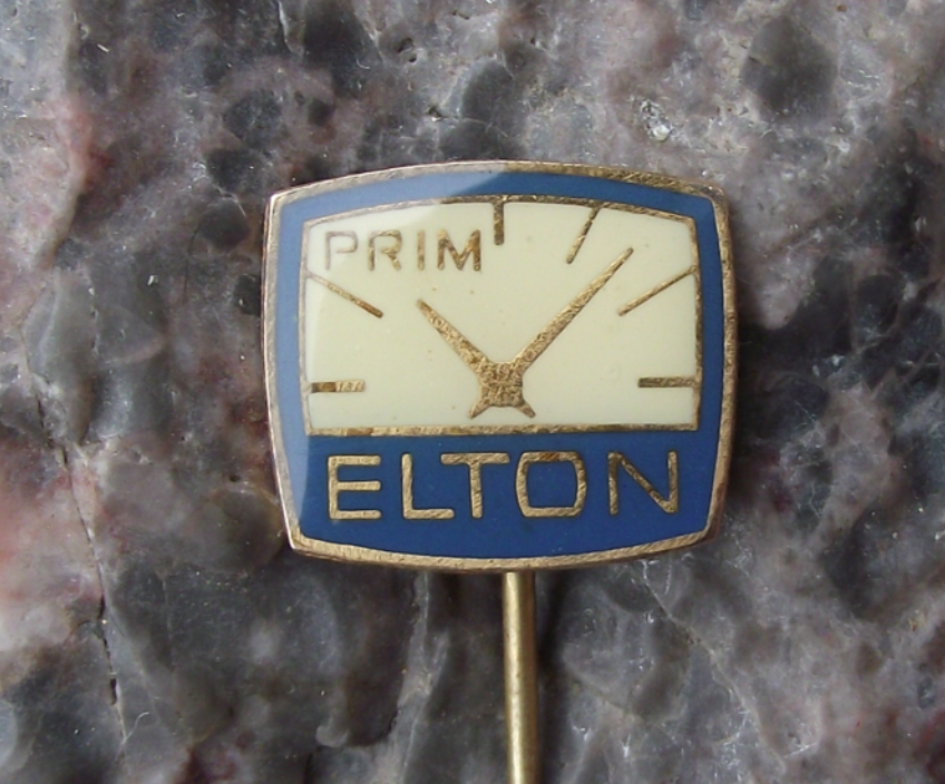 Vintage Prim Elton Czechoslovakia Precision Watch Clock Maker Pin Badge