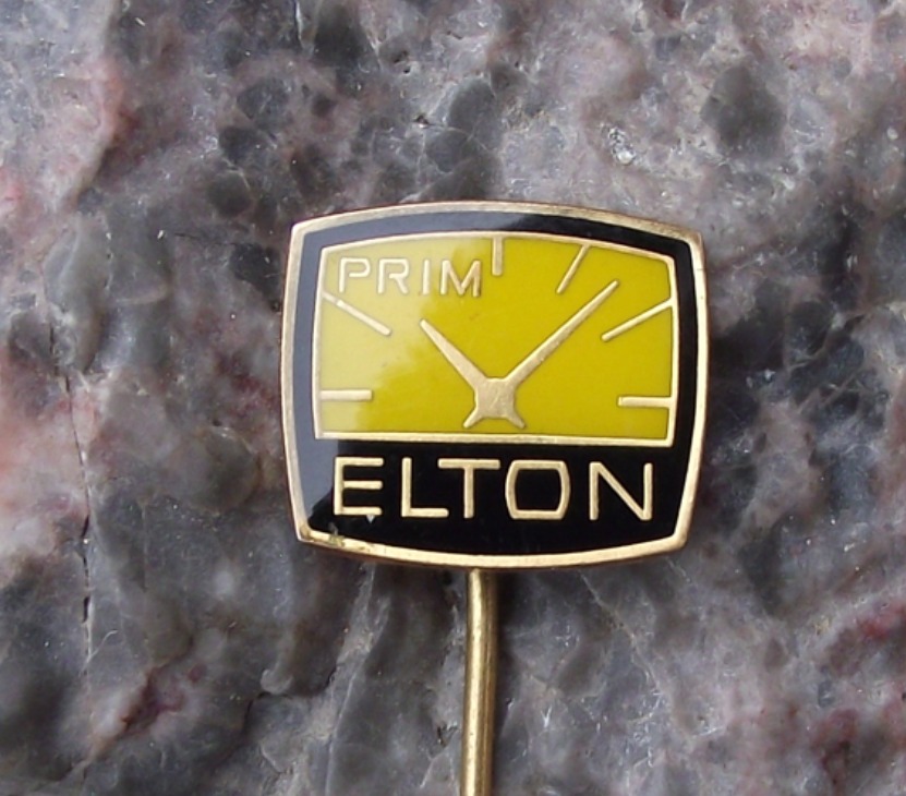 Vintage Prim Elton Czechoslovakia Precision Watch Clock Maker Pin Badge