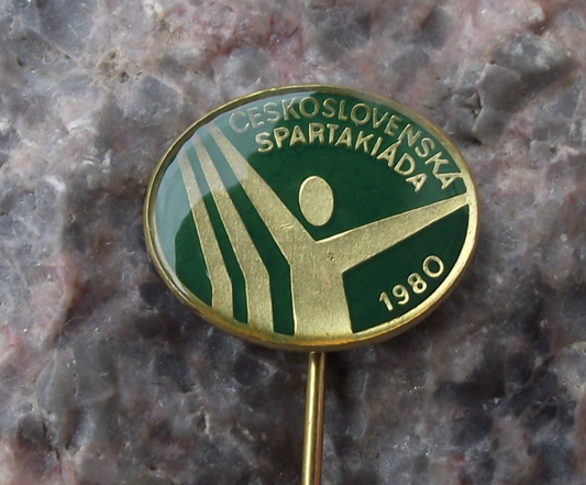 1980 Czech Spartakiad Mass Gymnastics Event Prague Celebration Pin Badge