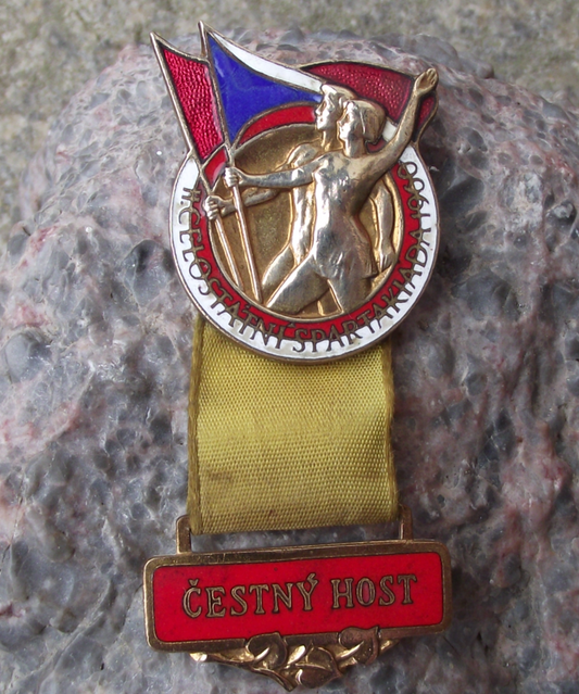 1960 Spartakiad Mass Gymnastics Event Honoured Guest Medal Pin Badge