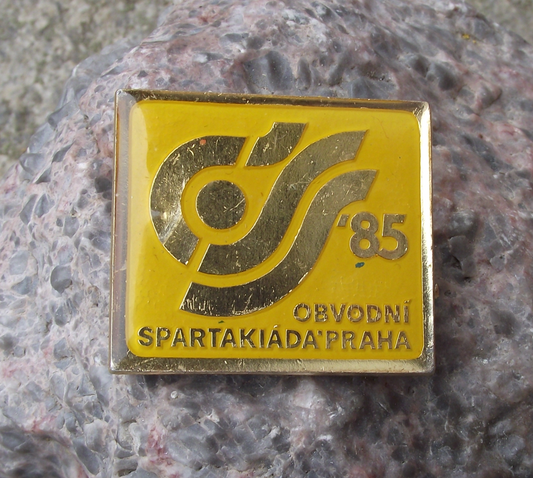 1985 Czech Spartakiad Mass Gymnastics Regional Event Clasp Brooch Pin Badge