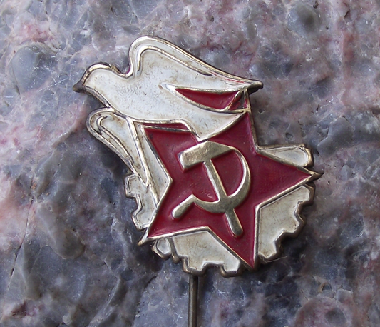 Vintage Czechoslovakia Communist Party White Dove of Peace Pin Badge