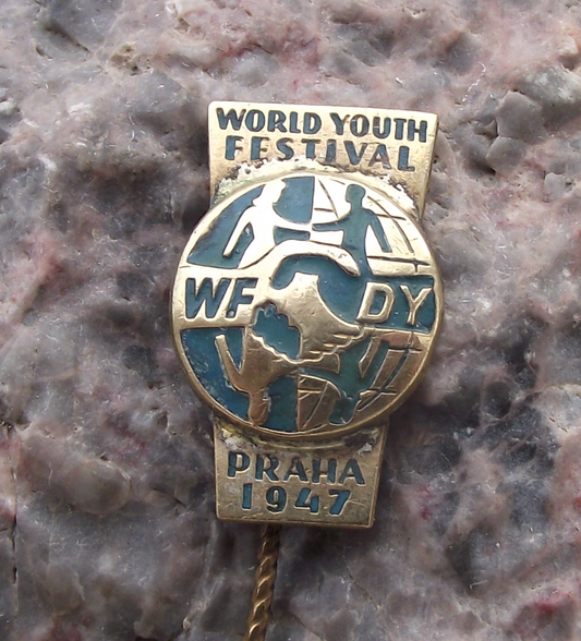 1947 WFDY World Youth Festival Prague Student Federation Pin Badge