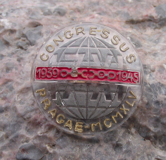 1945 World Students Day 17th November Inaugural Prague Congress Pin Badge