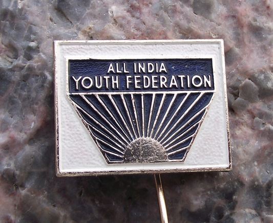 Vintage WFDY World Youth Festival All India Federation Communist Pin Badge