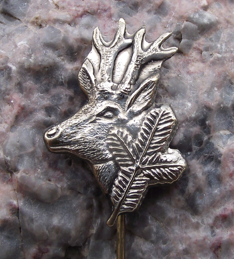 Vintage CMS Czech Hunting Association Stag Deer Horns Hunters Trophy Pin Badge