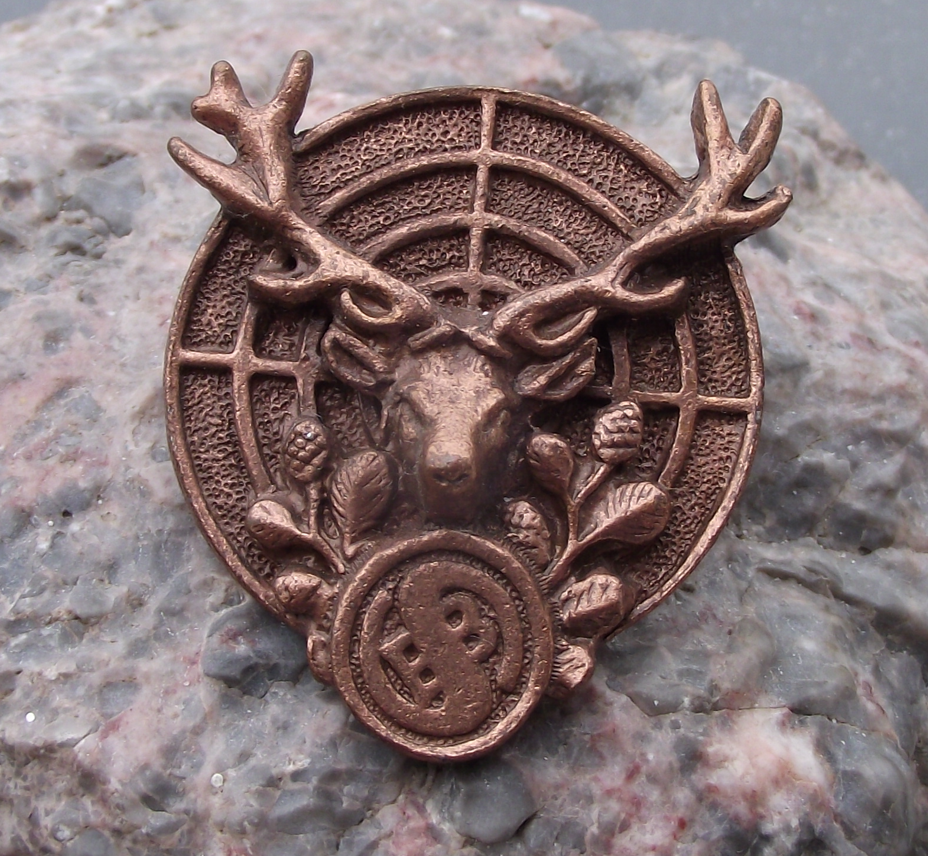 Vintage Sellier and Bellot Gun Cartridge Ammunition Firm Stag Head Pin Badge