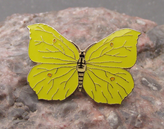 Brimstone Bright Yellow Pieridae Butterfly Flying Insect Brooch Pin Badge