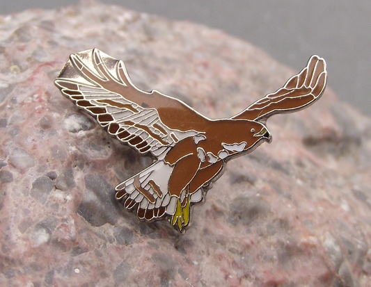 North American Buzzard Hawk Wildlife Protection Bird of Prey Brooch Pin Badge