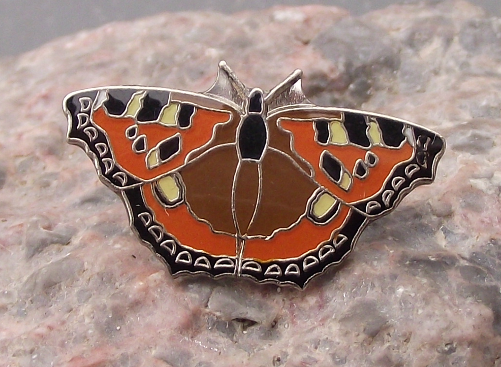 Nymphalidae Small Tortoiseshell Butterfly Wildlife Brooch Nature Pin Badge