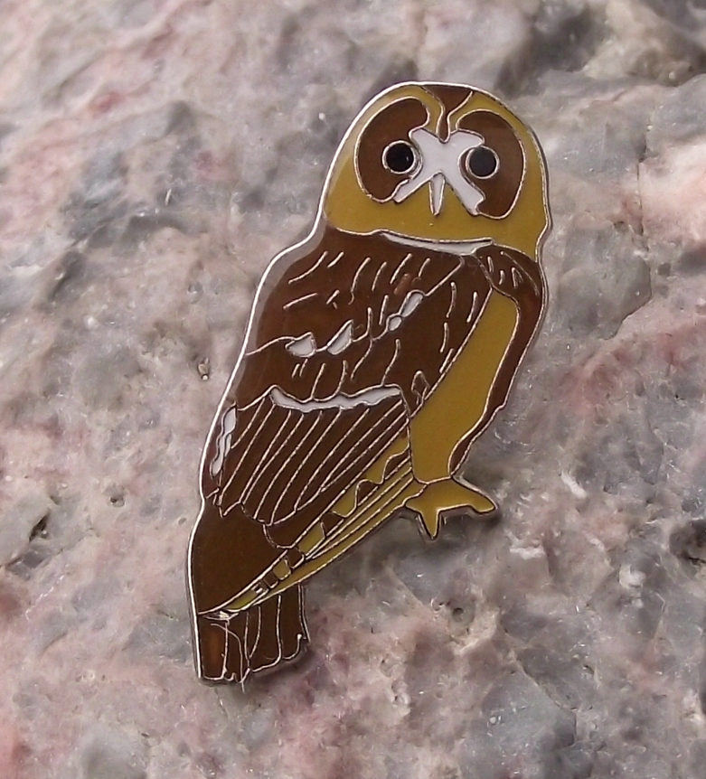 North American Barred Owl Tawny Wildlife Protection Brooch Pin Badge