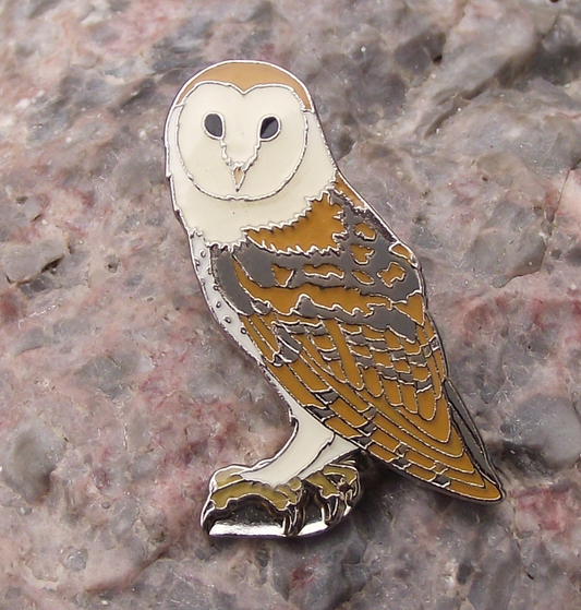 North American European Barn Owl Night Bird Prey Wildlife Brooch Tie Pin Badge