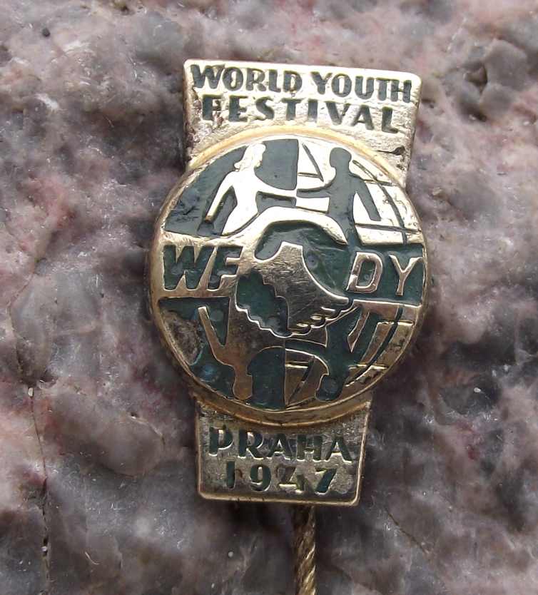 1947 WFDY World Youth Festival Prague Student Federation Pin Badge