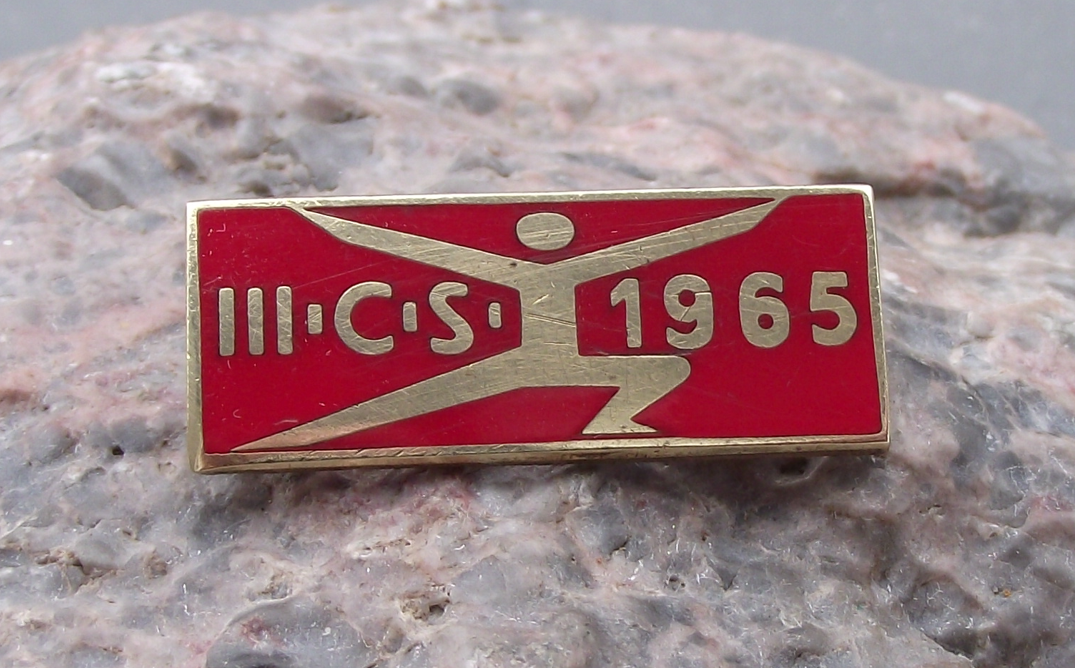 1965 Czech 3rd Spartakiad Mass Gymnastics Event Prague Celebration Pin Badge