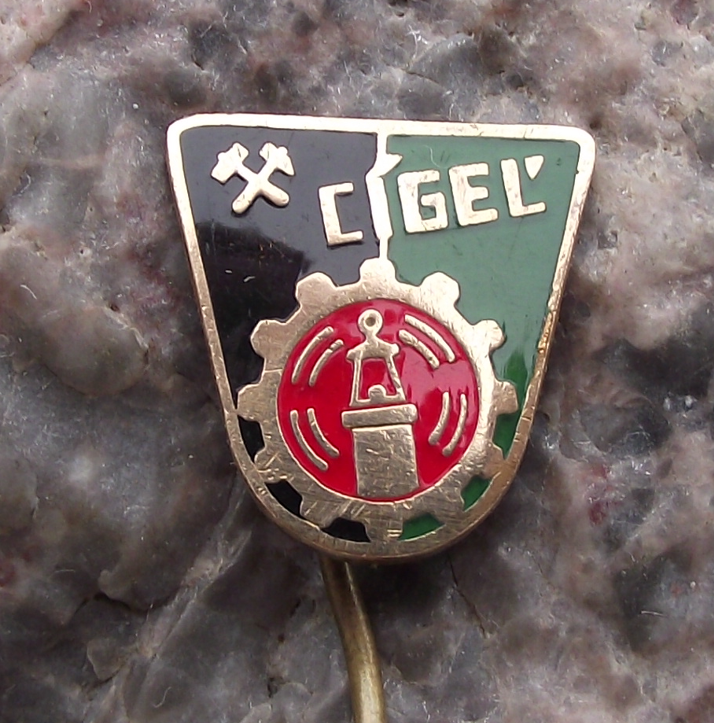 Vintage Cigel Coal Mine Nitra Slovakia Miners Lamp Motif Pin Badge