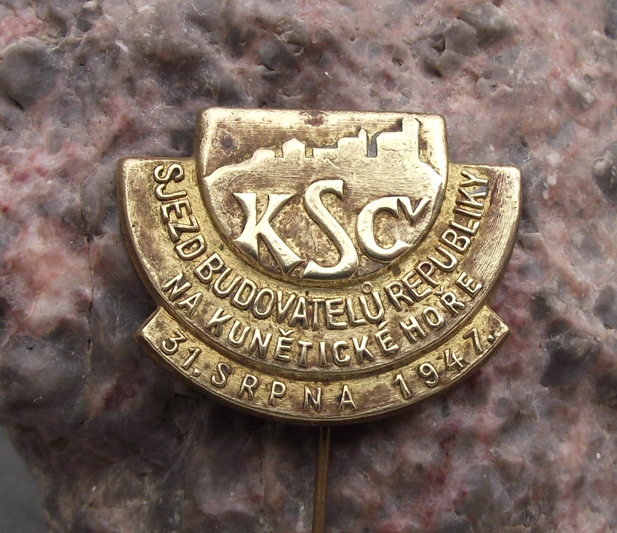 1948 KSC Czechoslovakia Communist Party First Republic Congress Pin Badge