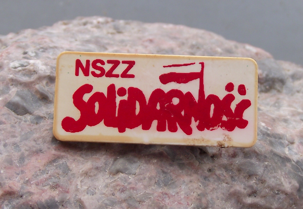 Vintage NSZZ Solidarity Polish Poland Lech Walesa Trade Union Pin Badge