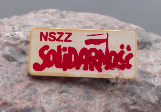 Vintage NSZZ Solidarity Polish Poland Lech Walesa Trade Union Pin Badge