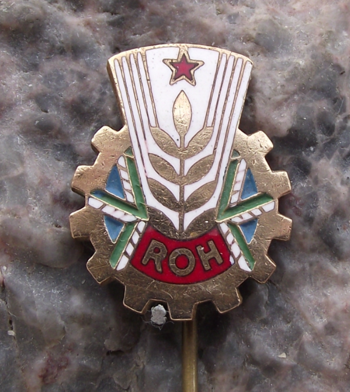 Vintage Czech Trade Union Farm Workers Cog Wheat ROH Pin Badge