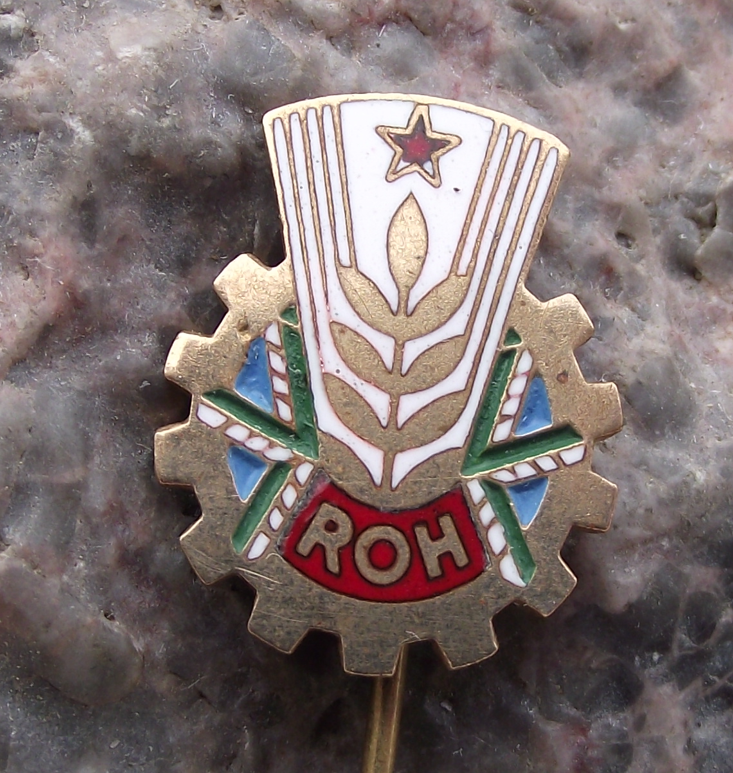 Vintage Czech Trade Union Farm Workers Cog Wheat ROH Pin Badge