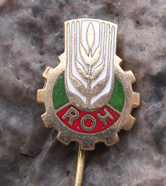 Vintage Czech Trade Union Association Machine Cog Wheat ROH Pin Badge