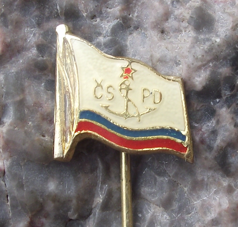 Vintage Czechoslovakia CSPD Danube River Shipping Company Flag Pin Badge