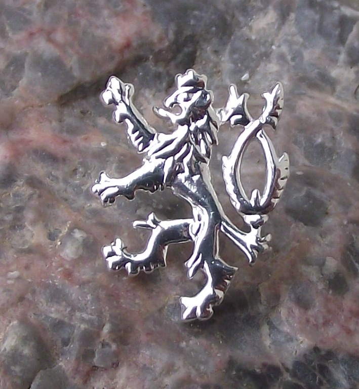 Czechia Czech Republic Rampant Lion National Coat of Arms Silver Color Pin Badge