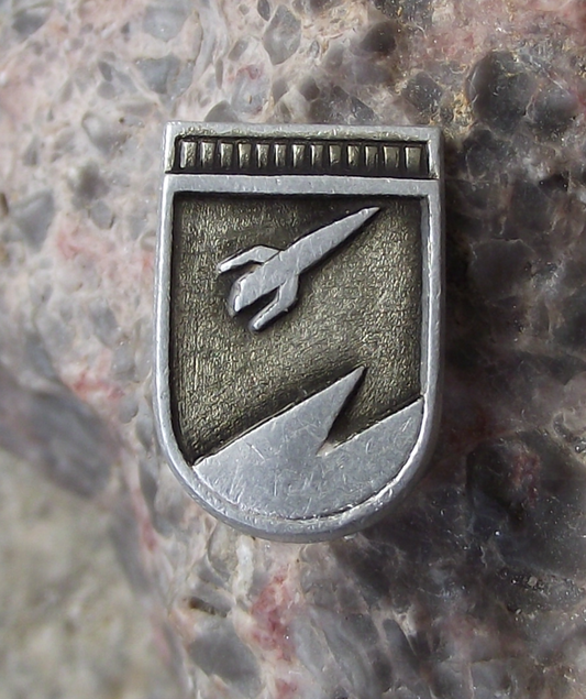 Vintage Soviet Union Space Rocket Emblem Propaganda Shield Pin Badge