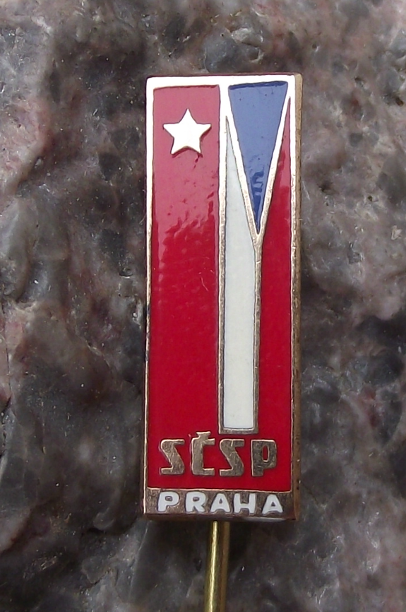 Vintage SCSP Praha Prague Pin Draped Czech Russian Flags Pin Badge - Badgecrazy