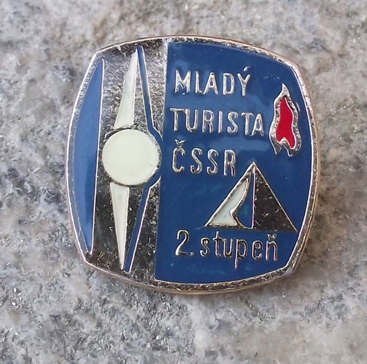 Vintage Czech Pioneer Youth Group Young Tourist Camping Award Stage 2 Pin Badge