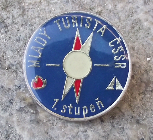 Vintage Czech Pioneer Youth Group Young Tourist Camping Award Stage 1 Pin Badge