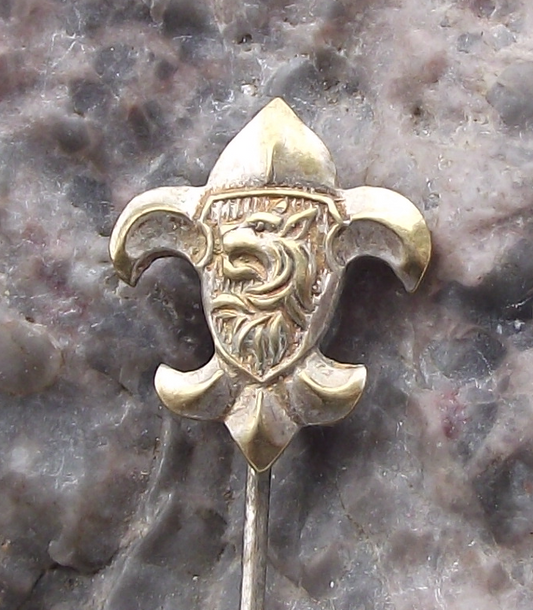 Vintage Czech Boy Junak Scouts Association Fleur de Lis Symbol Wolf Head Pin Badge