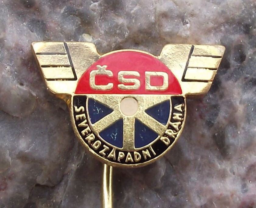 Vintage CSD Czech State Railways North Western Region Train Rail Logo Pin Badge