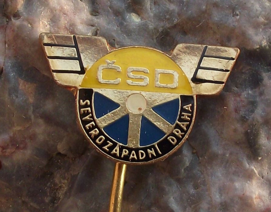 Vintage CSD Czech State Railways North Western Region Train Rail Logo Pin Badge