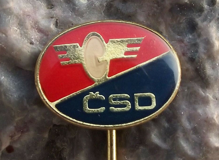 Vintage CSD Czechoslovakia Railway Winged Wheel Logo Pin Badge