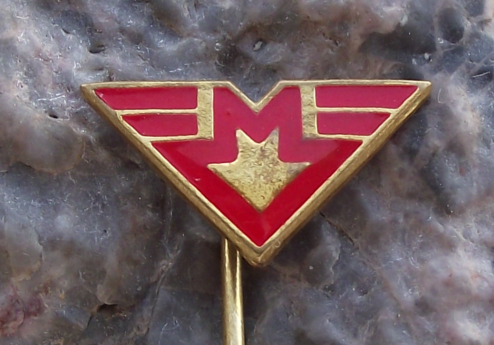 Vintage Prague Metro Underground Railway Train Capital M Logo Pin Badge