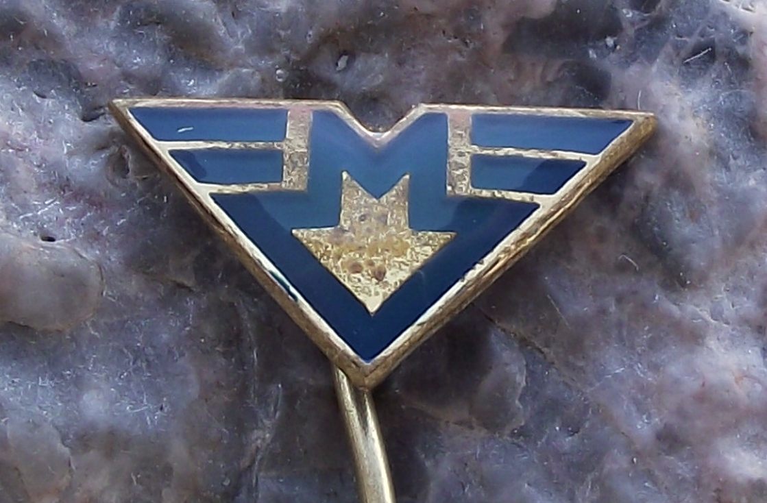 Vintage Prague Metro Underground Railway Train Capital M Logo Pin Badge